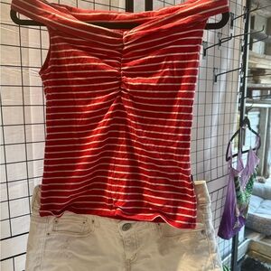 Aeropostale Red and White Striped Crop Top